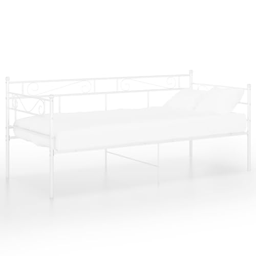 QZZCED Luxus-Betten Tagesbett Schlafzimmer-Betten Hotelbetten Schlafsofa Bettgestell Weiß Metall 90x200 cm für Schlafzimmer, Hotels, Wohnungen von QZZCED