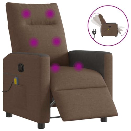 QZZCED Massagesessel Elektrisch Braun Stoff Küchenstuhl Wartezimmersessel für Wohnzimmer Küche von QZZCED