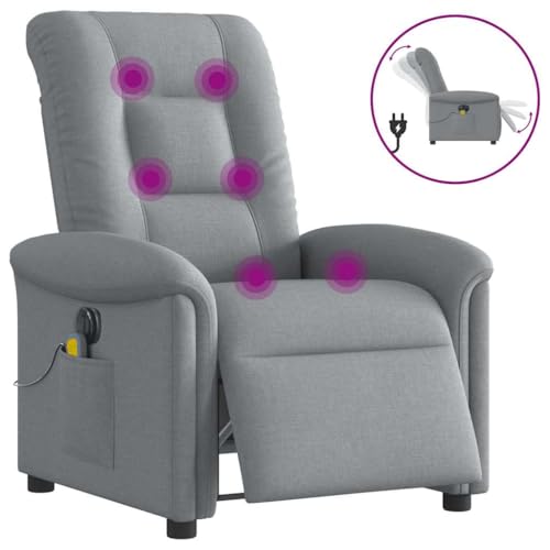 QZZCED Massagesessel Elektrisch Hellgrau Stoff Lesesessel Küchenstuhl für Wohnzimmer Küche QZZCED Massagesessel Elektrisch Hellgrau Stoff Lesesessel Küchenstuhl für Wohnzimmer Küche von QZZCED