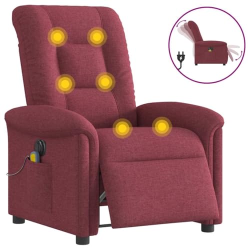 QZZCED Massagesessel Elektrisch Weinrot Stoff Schlafzimmerstuhl Wartezimmerstuhl für Hotel Küche von QZZCED