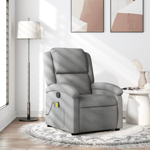 QZZCED Massagesessel Hellgrau Stoff Schlafzimmerstuhl Küchenstuhl für Schlafzimmer Büro von QZZCED