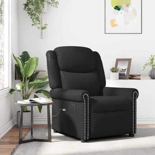 QZZCED Massagesessel Schwarz Glänzendes Kunstleder Bürosessel Wartezimmersessel für Hotel Küche von QZZCED