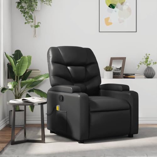 QZZCED Massagesessel Schwarz Kunstleder Küchenstuhl Wartezimmersessel für Büro Küche von QZZCED