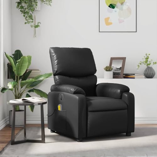 QZZCED Massagesessel Schwarz Kunstleder Lesesessel Bürosessel für Hotel Schlafzimmer von QZZCED