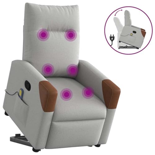 QZZCED Massagesessel mit Aufstehhilfe Wolkengrau Stoff Wohnzimmerstuhl Bürosessel für Büro Wohnzimmer von QZZCED
