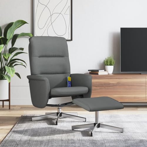 QZZCED Massagesessel mit Fußhocker Dunkelgrau Stoff Schlafzimmerstuhl Lesesessel für Büro Wohnzimmer von QZZCED