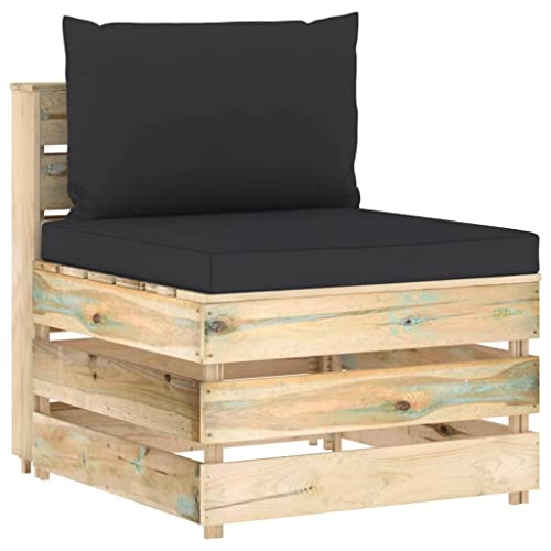 QZZCED Modulares Mittelsofa mit Kissen Grün Imprägniertes Holz Lounge Set Sitzgruppe für den Garten für Terrassen von QZZCED