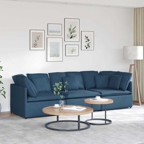 QZZCED Modulares Sofa mit Kissen Stoff Blau Schlafzimmersofas Wohnzimmersofa für Wohnzimmer QZZCED Modulares Sofa mit Kissen Stoff Blau Schlafzimmersofas Wohnzimmersofa für Wohnzimmer von QZZCED