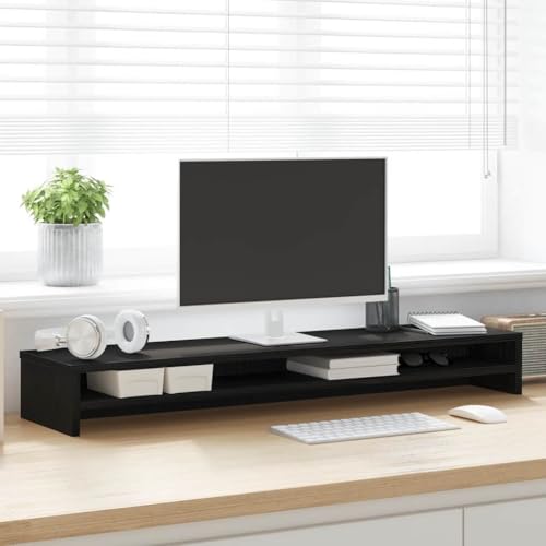 QZZCED Monitorständer Schwarz Eichen-Optik Medienschrank TV Sideboard für Büro Empfangsraum 100x24x13 cm Holzwerkstoff QZZCED Monitorständer Schwarz Eichen-Optik Medienschrank TV Sideboard für Büro Empfangsraum 100x24x13 cm Holzwerkstoff von QZZCED