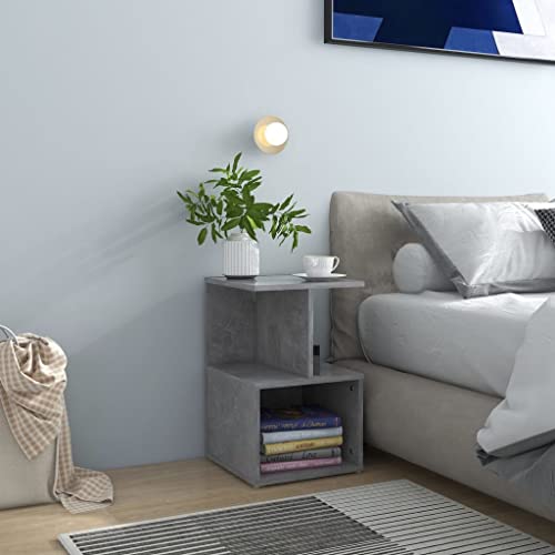 QZZCED Nachttisch Betongrau Nachttische Nachtmöbel für Wohnräume 35x35x55 cm Holzwerkstoff von QZZCED