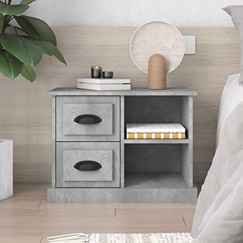 QZZCED Nachttisch Betongrau Nachttische für das Schlafzimmer Nachtkommoden für Studentenwohnheime 60x35,5x45 cm von QZZCED