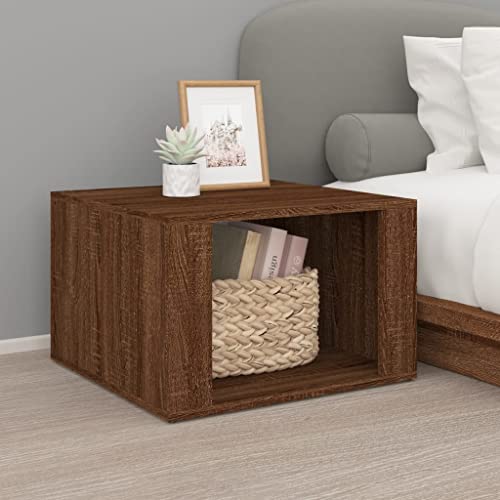 QZZCED Nachttisch Braun Eichen-Optik Nachttische Nachttische für das Schlafzimmer für Studentenwohnheime 57x55x36 cm Holzwerkstoff von QZZCED