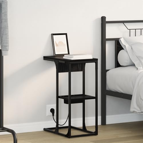 QZZCED Nachttisch Schwarz Eiche Nachttische Nachtmöbel für Schlafzimmer 41,5 x 26 x 60,5 cm Holzwerkstoff von QZZCED