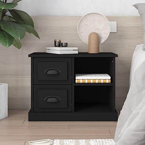 QZZCED Nachttisch Schwarz Nachttische Nachttische für Wohnräume 60x35,5x45 cm von QZZCED
