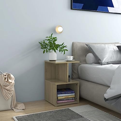 QZZCED Nachttisch Sonoma-Eiche Nachttische für das Schlafzimmer Nachttische für Studentenwohnheime 35x35x55 cm Holzwerkstoff von QZZCED