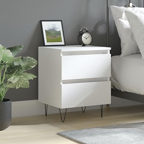 QZZCED Nachttisch Weiß Nachttische Nachtkommoden für Schlafzimmer 40x35x50 cm Holzwerkstoff von QZZCED