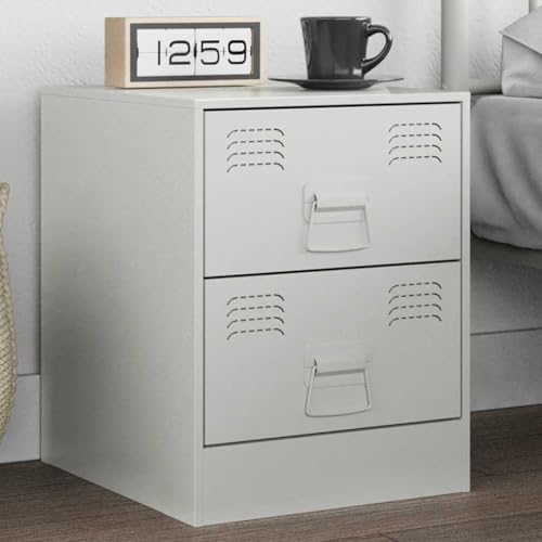 QZZCED Nachttisch Weiß Nachttische für das Schlafzimmer Nachtkommoden für Wohnräume 34,5x39x44 cm Stahl von QZZCED
