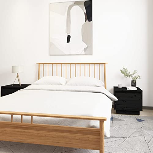 QZZCED Nachttische 2 STK. Schwarz Nachttischkommoden Nachttische für das Schlafzimmer für Schlafzimmer 35x34x32 cm Massivholz Kiefer von QZZCED