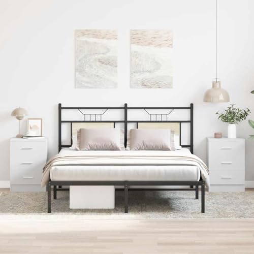 QZZCED Nachttische 2 STK. Weiß Nachttische für das Schlafzimmer Nachtkommoden für Büros 38x35x56 cm Holzwerkstoff von QZZCED