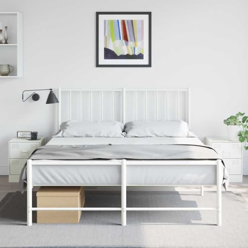 QZZCED Nachttische 2 STK. Weiß Nachttische für das Schlafzimmer Nachtkommoden für Schlafzimmer 34,5x39x44 cm Stahl von QZZCED