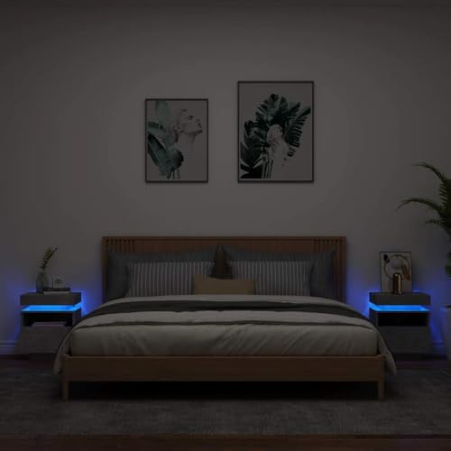 QZZCED Nachttische mit LED-Leuchten 2 STK. Betongrau Nachtmöbel Nachttische für das Schlafzimmer für Wohnräume 40x39x48,5 cm QZZCED Nachttische mit LED-Leuchten 2 STK. Betongrau Nachtmöbel Nachttische für das Schlafzimmer für Wohnräume 40x39x48,5 cm von QZZCED