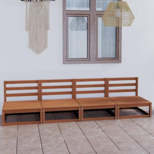 QZZCED Outdoor-Sofa 4-Sitzer Honigbraun Massivholz Kiefer Balkon Sofa Set Garten Lounge Set für Rasenflächen QZZCED Outdoor-Sofa 4-Sitzer Honigbraun Massivholz Kiefer Balkon Sofa Set Garten Lounge Set für Rasenflächen von QZZCED