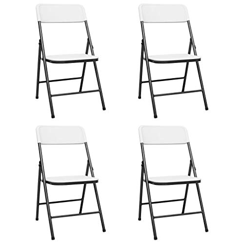 QZZCED Outdoor Stühle Balkonstühle Campingstuhl Terrassenstühle Gartenstühle Klappbar 4 STK. HDPE Weiß für Terrassen, Gärten, Innenhöfe von QZZCED