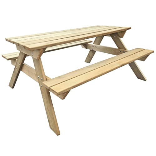 QZZCED Picknicktisch 150x135x71,5 cm Holz, Garten Lounge Tisch Outdoor Tisch Balkon Esstisch Patio Tisch für Gärten, Terrassen, Balkone von QZZCED