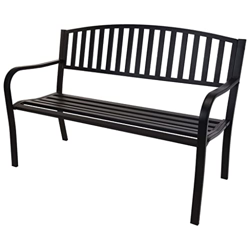 QZZCED ProGarden Gartenbank Metall 127x50x85 cm Schwarz, Gartenbank für Terrasse Terrassenbank Parkbank aus Outdoor Sitzbank Für Veranda, Garten, Pool von QZZCED