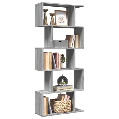 QZZCED Raumteiler-Bücherregal 5 Etagen Grau Sonoma Multifunktionales Bücherregal für Aufbewahrung 70x24x161 cm QZZCED Raumteiler-Bücherregal 5 Etagen Grau Sonoma Multifunktionales Bücherregal für Aufbewahrung 70x24x161 cm von QZZCED