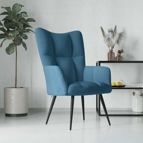 QZZCED Relaxsessel Blau Samt Küchenstuhl Wohnzimmersessel für Wohnzimmer Hotel von QZZCED