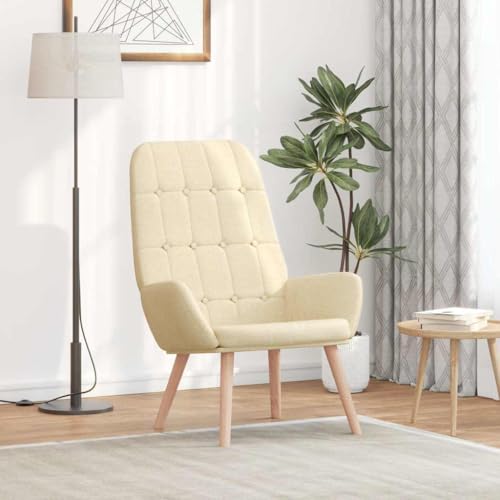 QZZCED Relaxsessel Creme Stoff Schlafzimmerstuhl Küchenstuhl für Hotel Wohnzimmer von QZZCED