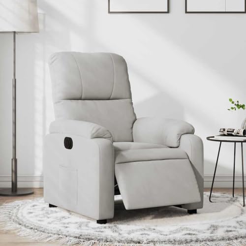 QZZCED Relaxsessel Elektrisch Hellgrau Mikrofasergewebe Küchenstuhl Bürostuhl für Schlafzimmer Wohnzimmer von QZZCED