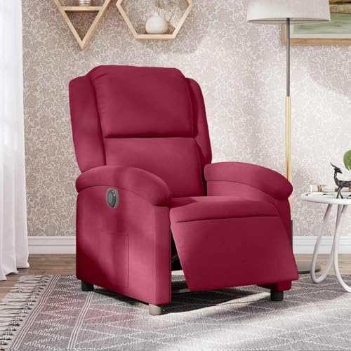 QZZCED Relaxsessel Elektrisch Weinrot Samt Wartezimmersessel Wartezimmerstuhl für Wohnzimmer Schlafzimmer von QZZCED