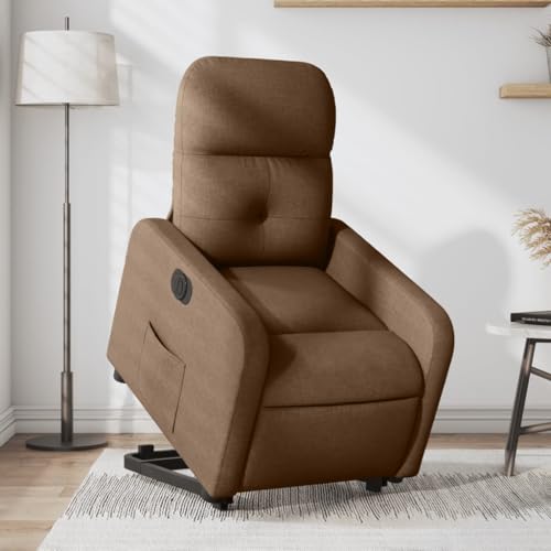 QZZCED Relaxsessel mit Aufstehhilfe Elektrisch Braun Stoff Schlafzimmerstuhl Wohnzimmerstuhl für Wohnzimmer Hotel von QZZCED