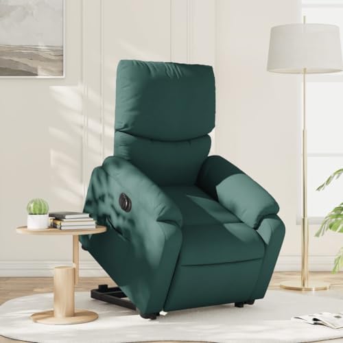QZZCED Relaxsessel mit Aufstehhilfe Elektrisch Dunkelgrün Stoff Küchenstuhl Sitzmöbel für Küche Wohnzimmer von QZZCED