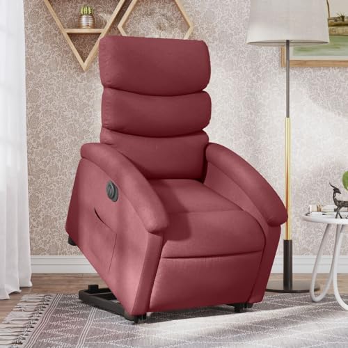 QZZCED Relaxsessel mit Aufstehhilfe Elektrisch Weinrot Stoff Wartezimmerstuhl Wohnzimmerstuhl für Hotel Wohnzimmer von QZZCED