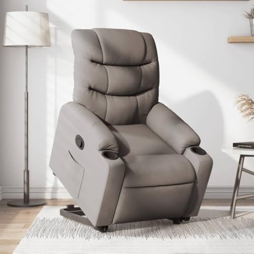 QZZCED Relaxsessel mit Aufstehhilfe Taupe Stoff Sitzmöbel Wartezimmerstuhl für Wohnzimmer Büro von QZZCED