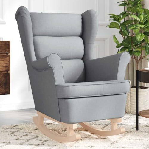 QZZCED Schaukelsessel Hellgrau Schlafzimmerstuhl Wartezimmersessel für Schlafzimmer Küche 74x90x102 cm Stoff von QZZCED