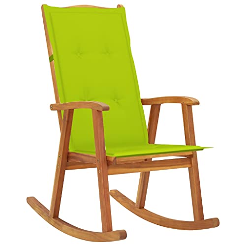QZZCED Schaukelstuhl mit Auflagen Massivholz Akazie Sitzmöbel für Draußen Outdoor-Stühle für Terrassen von QZZCED