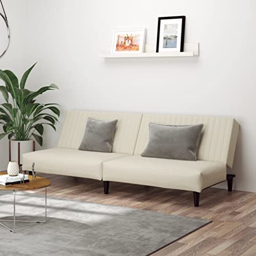 QZZCED Schlafsofa 2-Sitzer Creme Samt Schlafzimmersofas Wohnzimmersofas für Hotel von QZZCED