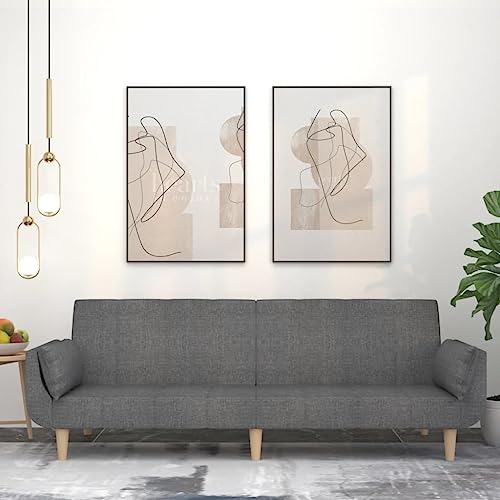 QZZCED Schlafsofa 2-Sitzer mit 2 Kissen Hellgrau Stoff Wohnzimmersofa Multifunktionales Sofa für Büro von QZZCED