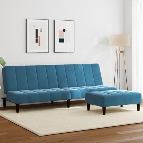 QZZCED Schlafsofa 2-Sitzer mit Fußhocker Blau Samt Schlafzimmersofas Wohnzimmersofa für Schlafzimmer QZZCED Schlafsofa 2-Sitzer mit Fußhocker Blau Samt Schlafzimmersofas Wohnzimmersofa für Schlafzimmer von QZZCED