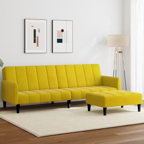 QZZCED Schlafsofa 2-Sitzer mit Fußhocker Gelb Samt Multifunktionales Sofa Bürosofas für zweites Schlafzimmer QZZCED Schlafsofa 2-Sitzer mit Fußhocker Gelb Samt Multifunktionales Sofa Bürosofas für zweites Schlafzimmer von QZZCED