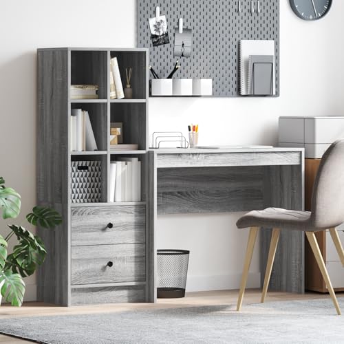 QZZCED Schreibtisch mit Stauraum Graues Sonoma Spanholz Schrank für Büro von QZZCED