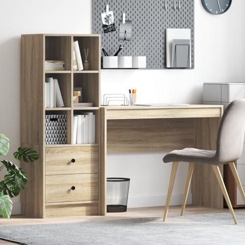 QZZCED Schreibtisch mit Stauraum Sonoma Eiche Holzwerkstoff Wohnzimmerschrank für Büro von QZZCED