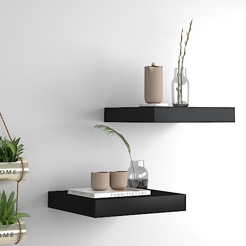 QZZCED Schweberegale 2 STK. Schwarz Dekoratives Wandregal Hängeregal für Küche Büro 23x23,5x3,8 cm MDF QZZCED Schweberegale 2 STK. Schwarz Dekoratives Wandregal Hängeregal für Küche Büro 23x23,5x3,8 cm MDF von QZZCED