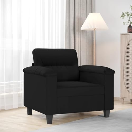 QZZCED Sessel Schwarz Schlafzimmersofas Wohnzimmersofa für zweites Schlafzimmer 60 cm Mikrofasergewebe von QZZCED