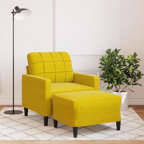 QZZCED Sessel mit Hocker Gelb Schlafzimmersofas Wohnzimmersofa für Wohnzimmer 60 cm Samt von QZZCED