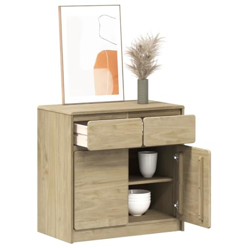 QZZCED Sideboard SAUDA Eiche-Optik Wohnzimmerschrank für Schlafzimmer Diele 80x43x75,5 cm Kiefernholz von QZZCED